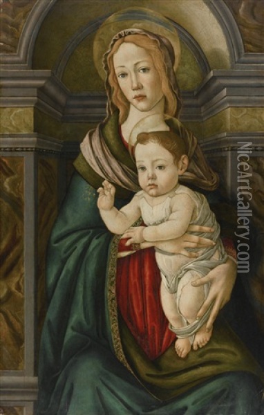 The Madonna And Child (collab. W/studio) Oil Painting - Sandro Botticelli