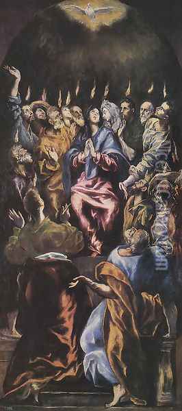 Pentecost Oil Painting - El Greco (Domenikos Theotokopoulos)