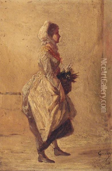 A Young Maid Oil Painting - Auguste Adolphe Gontier