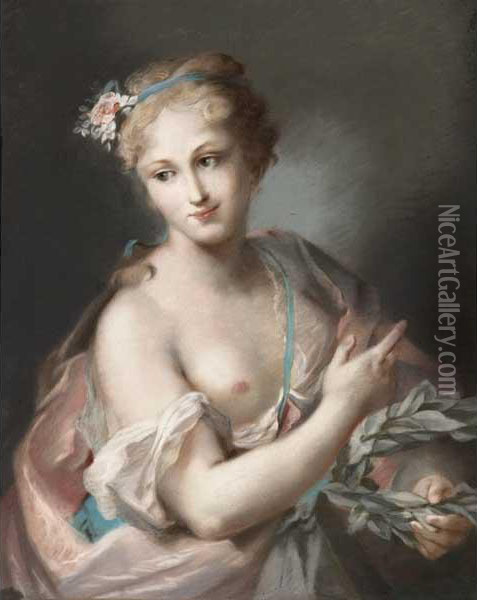 Ritratto Femminile In Veste Di Flora Oil Painting - Rosalba Carriera