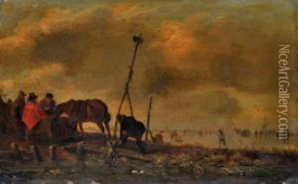 Halte Des Cavaliers. Oil Painting - Jacob Gerritsz. Cuyp