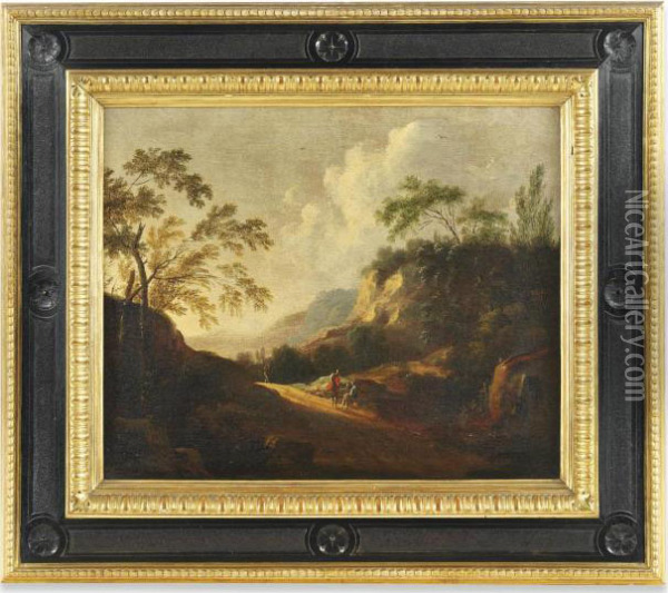 A Mountainous Landscape With Travellers On A Track Oil Painting - Salvator Rosa