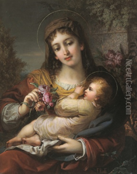 Madonna Mit Kind Oil Painting - Franz Russ the Younger