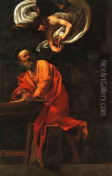 St. Matthew and the Angel Oil Painting - Caravaggio