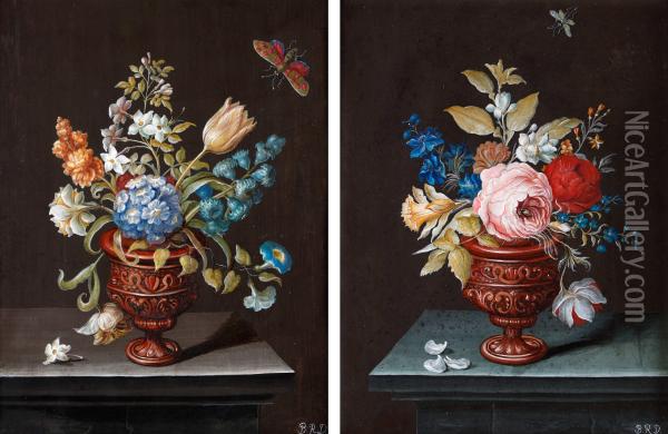 Stilleben Med Blommor Och Insekter Oil Painting - Barbara Regina Dietzsch