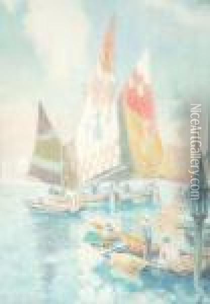 Venetian Sailing Boats Oil Painting - Claude Marks