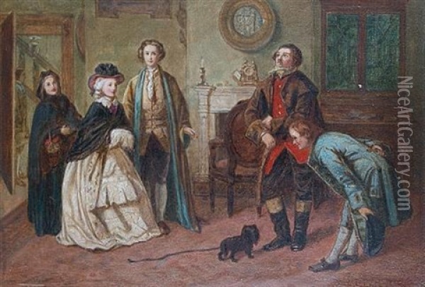 Mr Honeywell Introduces The Bailiffs To Miss Richland As His Friends Oil Painting - William Powell Frith