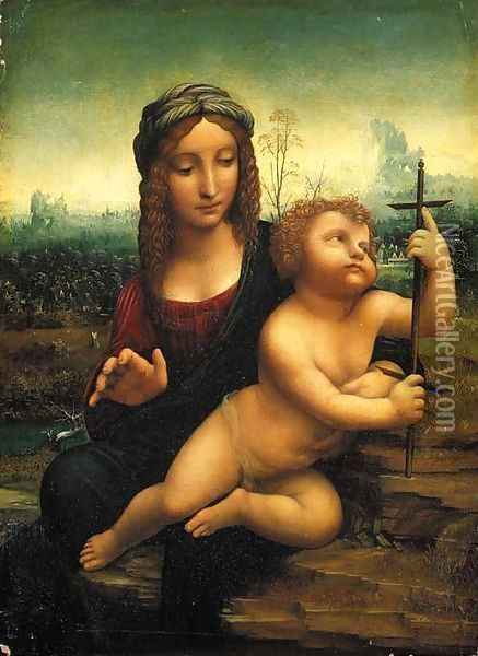 The Madonna of the Yarnwinder Oil Painting - Leonardo Da Vinci