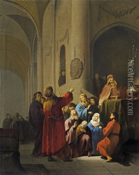 Darbringung Im Tempel Oil Painting - Willem De Poorter