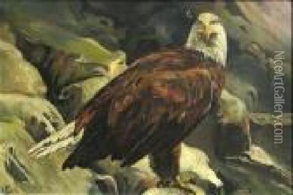 Bald Eagle Oil Painting - John Edward Borein