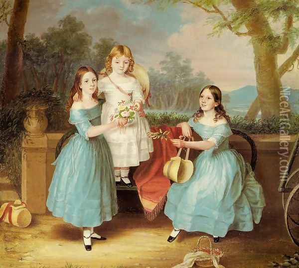 Georgina, Augusta Rose and Emily Oil Painting - Martha Berkeley