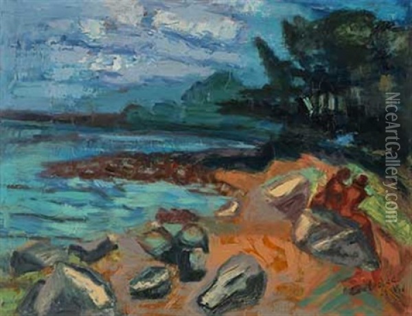 Paar Am Ufer Oil Painting - Clara Ewald