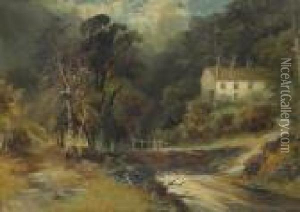 Forge Valley Cottages Oil Painting - Walter Meegan