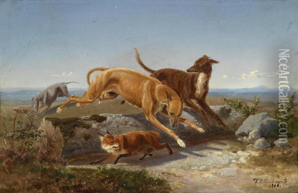 The Harried Fox Oil Painting - F. Sigmund Lachenwitz
