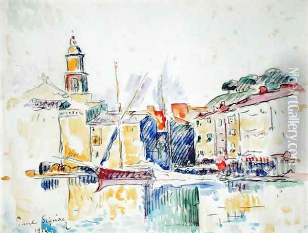 French Port of St. Tropez, 1914 Oil Painting - Paul Signac