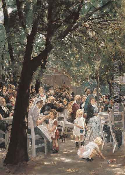 Munich Beer Garden Oil Painting - Max Liebermann