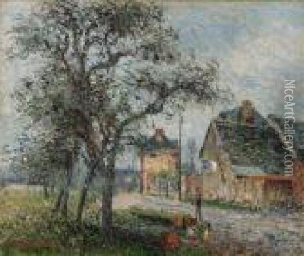 La Route De Louviers En Hiver Oil Painting - Gustave Loiseau