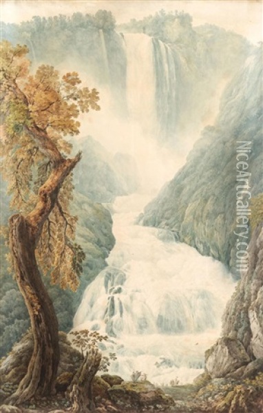 La Cascade De Terni Oil Painting - Abraham Louis Rodolphe Ducros