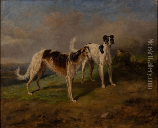 The Hunter's Dogs Oil Painting - Nikolai Egorovich Sverchkov