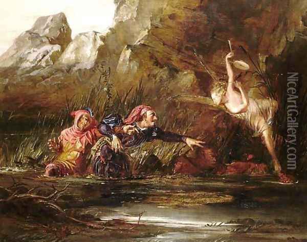 Ariel and Caliban Oil Painting - William Bell Scott
