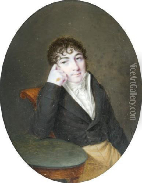 Portrait Presume Du Baron De Glandeves, Pair De France Et Gouverneur Des Tuileries, Accoude A Un Gueridon Oil Painting - Charles Berny