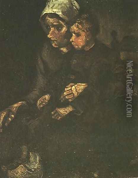 Peasant Woman With Child On Her Lap Oil Painting - Vincent Van Gogh