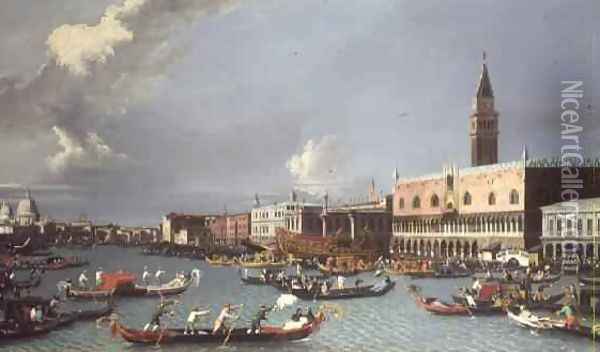 Venice Doges Palace with Santa Maria della Salute in the Distance Oil Painting - William James