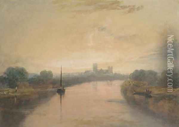 On the River Ouse, with a view of York Minster in the distance Oil Painting - Joseph Mallord William Turner