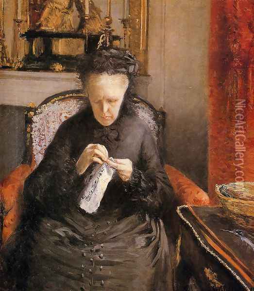 Portrait Of Madame Martial Caillebote (the Artists Mother) Oil Painting - Gustave Caillebotte