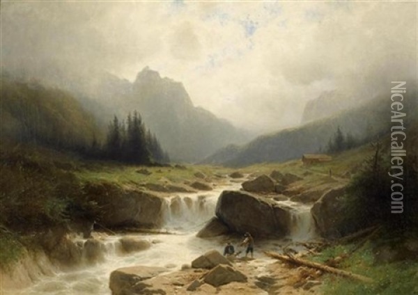 Rosenlaubach, Schwarzwaldalp Oil Painting - Gustave Castan