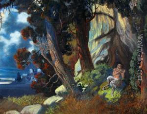 Landscape With Mythological Figure Oil Painting - Hans Wagner