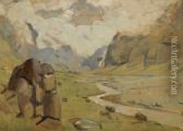 Le Fer-a-cheval Bei Sixt Oil Painting - Ferdinand Hodler