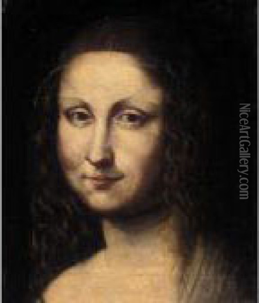 The Head Of The Mona Lisa Oil Painting - Leonardo Da Vinci