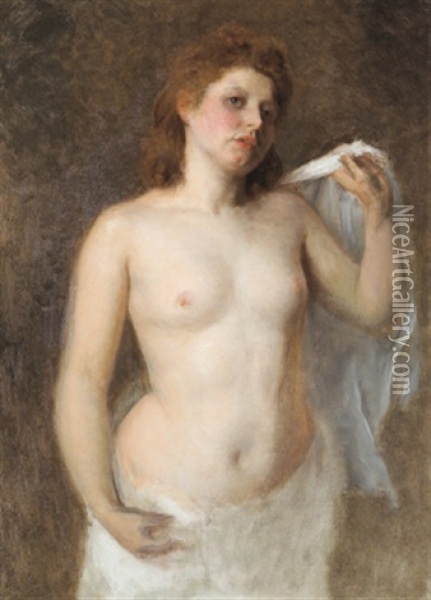 Weiblicher Halbakt Oil Painting - Franz Rumpler