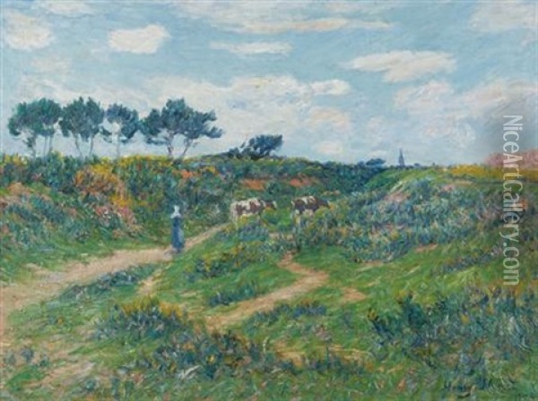Chemin Dans La Lande, Bretagne Oil Painting - Henry Moret