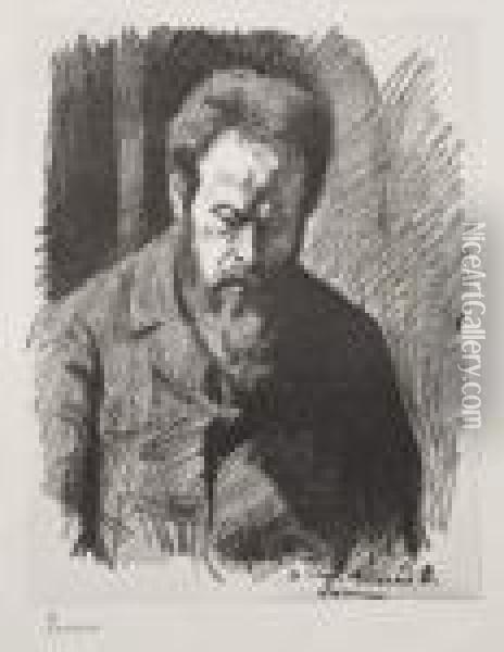 Portrait D'edouard Vuillard Oil Painting - Maximilien Luce