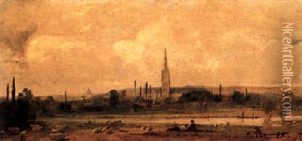 Fluslandschaft Mit Der Kathedrale Von Salisbury Oil Painting - John Constable