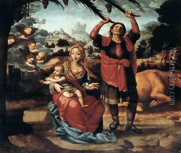 Rest during the Flight to Egypt 1507 Oil Painting - Fernando Llanos