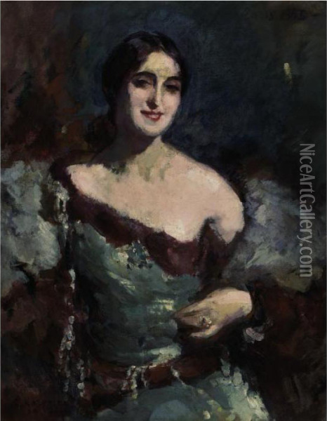Portrait Of Vera Fokine Oil Painting - Konstantin Alexeievitch Korovin
