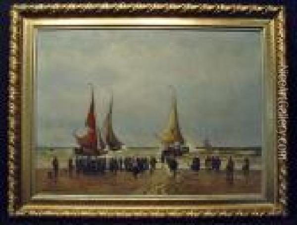 Auslaufende Fischerboote Oil Painting - German Grobe