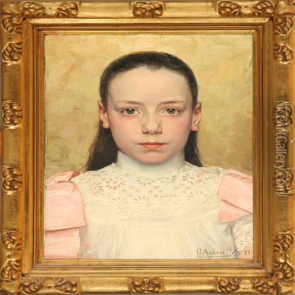 Portrait Of Anna Molmann Oil Painting - Georg Nicolaj Achen