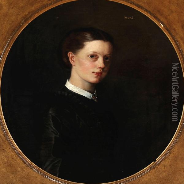 Portrait Of Jutta Sandholm Oil Painting - Anna Maria Elisabeth Jerichau-Baumann