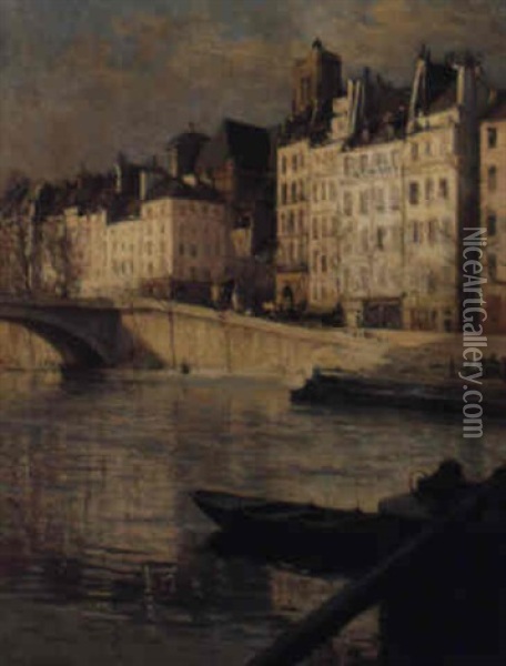 Vue Sur La Seine Oil Painting - Henri Alphonse Barnoin