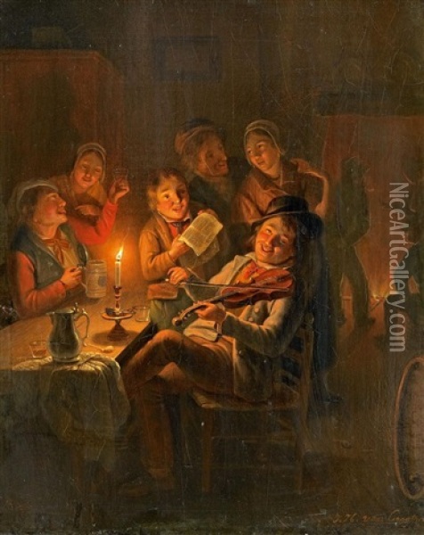 Geselliges Musizieren In Der Taverne Oil Painting - Jan Hendrik van Grootvelt