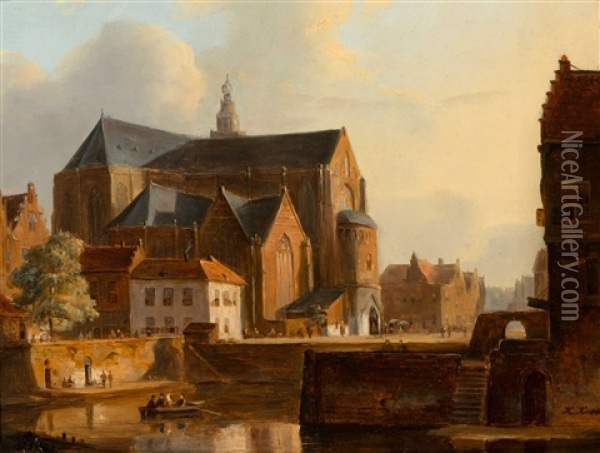 Dutch City View Oil Painting - Kasparus Karsen