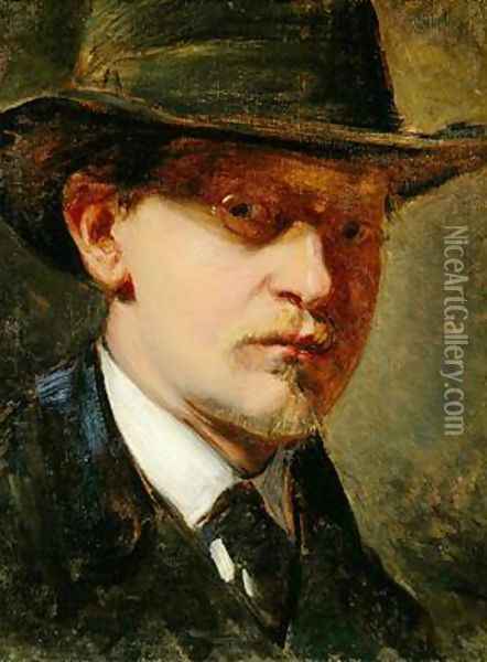 Self Portrait with Hat Oil Painting - Louis Kolitz
