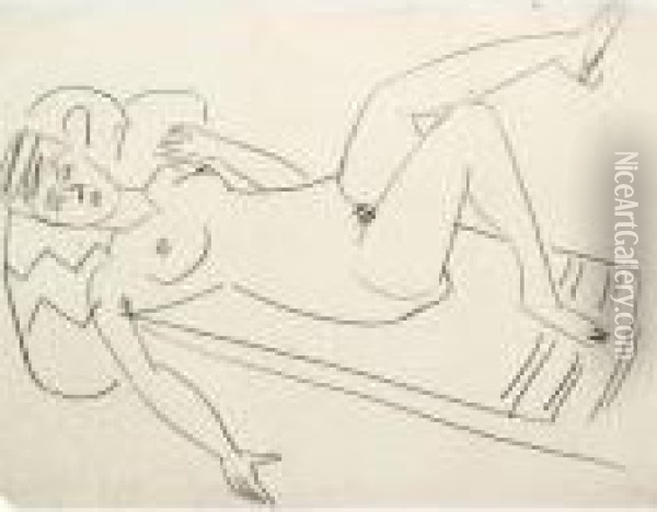 Liegendes Madchen (reclining Girl) Oil Painting - Ernst Ludwig Kirchner