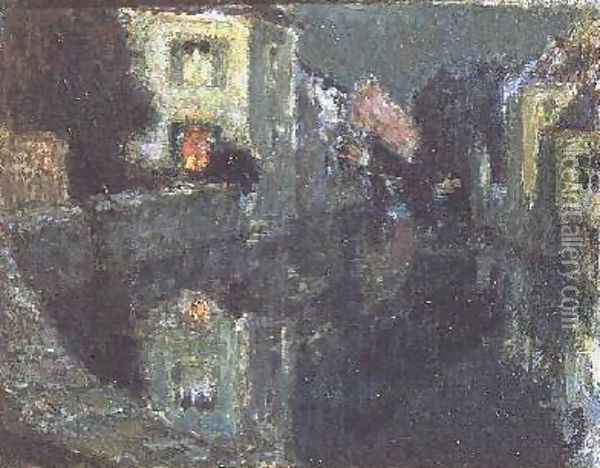 The Canal at Night Oil Painting - Henri Eugene Augustin Le Sidaner