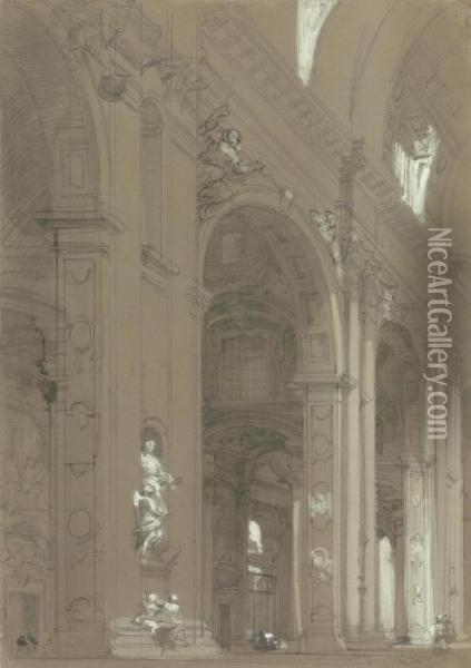 Interior Of St Peter's Oil Painting - David Roberts