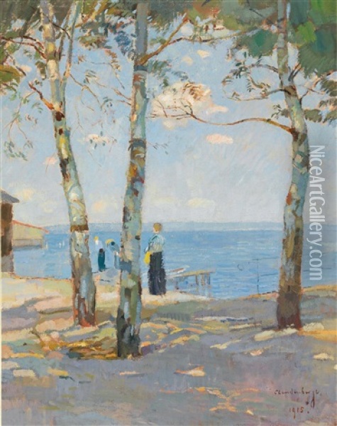 At The Seaside Oil Painting - Christian Landenberger